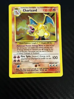 1999 WOTC Pokemon TCG Base Set Unlimited #4/102 Charizard Holo VINTAGE - Image 2