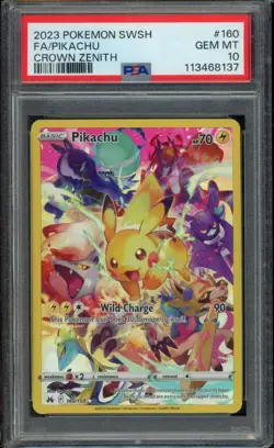 Pokemon Pikachu 160/159 Full Art Secret Rare Crown Zenith 2023 PSA 10 - Image 1