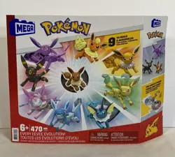 Pokemon Mega Construx Pokemon Eevee Evolution Building Set 470pcs New 9 figures - Image 1