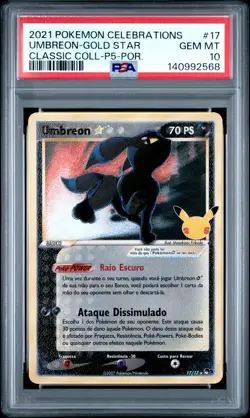 2021 POKEMON CELEBRATIONS CLASSIC COLL PORTUGUESE #17 UMBREON-GOLD STAR PSA 10 - Image 1