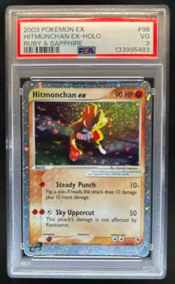 2003 Pokemon EX Ruby & Sapphire Hitmonchan Holo #98/109 PSA 3 - Image 1