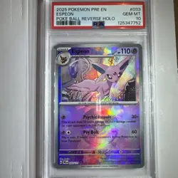 2025 POKEMON PRE EN-PRISMATIC EVOLUTIONS POKE BALL REVERSE HOLO ESPEON PSA 10 - Image 1
