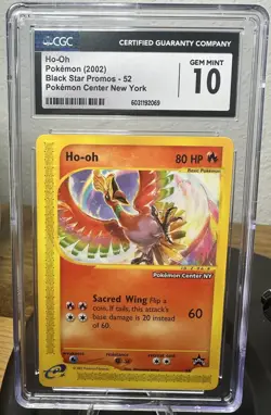 Ho-Oh # 52 Black Star Promo Pokemon Center NY Stamped Card CGC GEM MINT 10 - Image 1