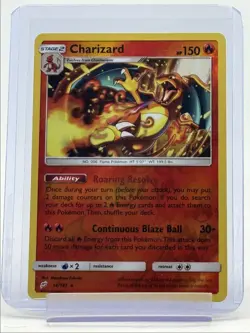 CHARIZARD 2019 POKEMON SUN & MOON TEAM UP RARE REVERSE HOLO 14/181 Q5404 - Image 1