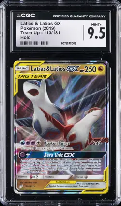 2019 POKEMON TEAM UP HOLO #113/181 LATIAS & LATIOS GX CGC 9.5 - Image 1