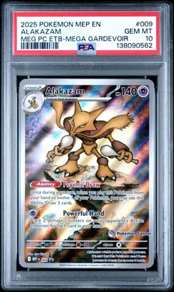2025 POKEMON MEGA EVOLUTION POKEMON CENTER ETB PROMO #009 ALAKAZAM PSA 10 - Image 1