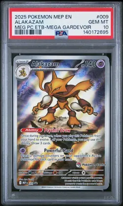 2025 POKEMON MEGA EVOLUTION POKEMON CENTER ETB PROMO #009 ALAKAZAM PSA 10 - Image 1