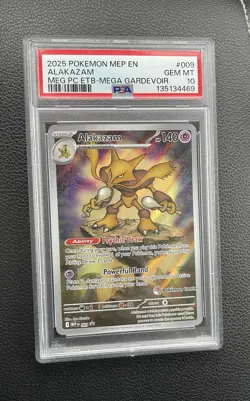 2025 POKEMON MEGA EVOLUTION POKEMON CENTER ETB PROMO #009 ALAKAZAM PSA 10 - Image 1