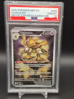2025 POKEMON MEGA EVOLUTION POKEMON CENTER ETB PROMO #009 ALAKAZAM PSA 10 - Image 1