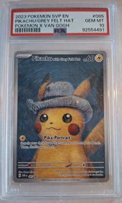 2023 POKEMON SVP POKEMON X VAN GOGH PROMO #085 PIKACHU WITH GREY FELT HAT PSA 10 - Image 1