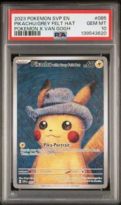 2023 POKEMON POKEMON X VAN GOGH PROMO #085 PIKACHU WITH GREY FELT HAT PSA 10 - Image 1