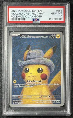 PIKACHU GREY FELT HAT VAN GOGH PSA 10 2023 POKEMON BLACK STAR PROMO SVP EN #085 - Image 1