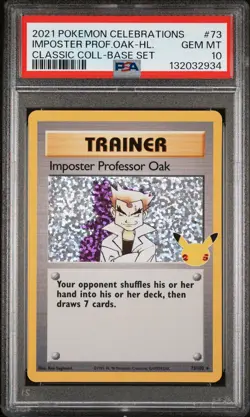 2021 POKEMON CELEBRATIONS CLASSIC COLLECTION IMPOSTER PROFESSOR OAK-HOLO PSA 10 - Image 1