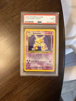 Pokemon Alakazam Holo Rare TCG Card 1/102 Base Set, PSA Mint 9 - Image 1
