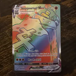 Pokemon TCG Stonjourner Vmax 205/202 Sword & Shield Rainbow Secret Rare NM - Image 1