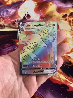 Stonjourner VMAX 205/202 Pokemon Sword & Shield Base Rainbow Secret Rare Card NM - Image 1