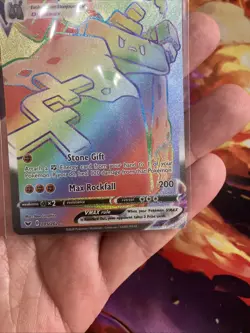 Stonjourner VMAX 205/202 Pokemon Sword & Shield Base Rainbow Secret Rare Card NM - Image 3