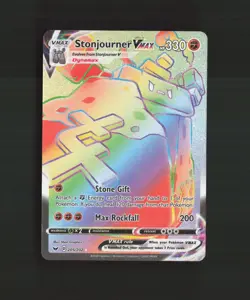 Stonjourner VMAX 205/202 Sword & Shield Rainbow Secret Rare Holo Pokemon Card NM - Image 1