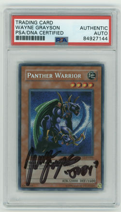 PSA Signed Wayne Grayson Yu-Gi-Oh! Panther Warrior CT2-EN006 Limited Secret Rare - Image 1
