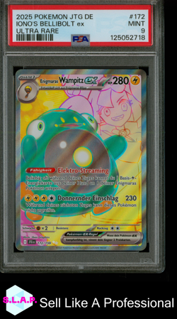 IONO'S BELLIBOLT EX ULTRA RARE POKEMON GER DE-JOURNEY TOGETHER 2025 172 PSA 9 - Image 1