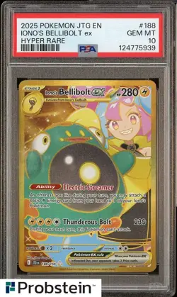 2025 Pokemon JTG EN Journey Together Hyper Rare #188 Iono's Bellibolt ex PSA 10 - Image 1