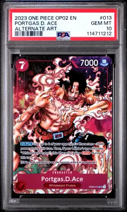 PSA 10 GEM MINT - PORTGAS.D.ACE ALT ART OP02-013 - One Piece Paramount War - Image 1