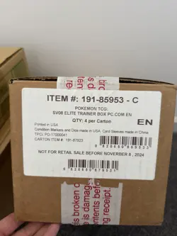 Surging Sparks Pokemon Center Exclusive ETB - Case of 4 SEALED Elite Trainer Box - Image 1