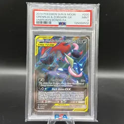 Pokemon Greninja & Zoroark GX 200/214 Sun & Moon Unbroken Bonds PSA 9 - Image 1