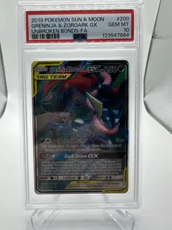 Pokemon Tag Team Greninja & Zoroark GX 200/214 Sm-Unbroken Bonds Holo PSA 10 - Image 1