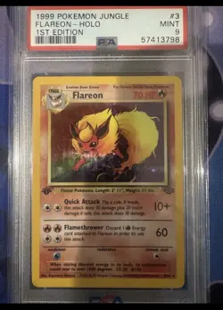 Pokemon 1st Edition Jungle Flareon Holo 3/64 PSA 9 MINT - Image 1