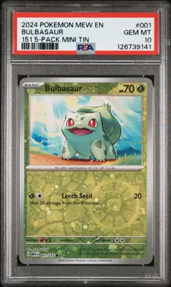 2024 POKEMON MEW EN-151 151 5-PACK MINI TIN #001 BULBASAUR PSA 10 - Image 1