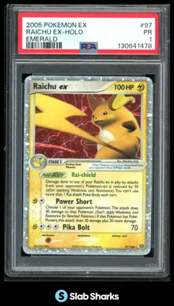 2005 POKEMON EX EMERALD #97/106 RAICHU EX HOLO PSA 1 - Image 1