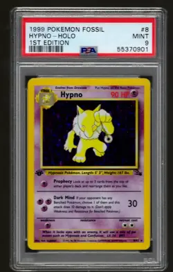 Hypno 8/62 Pokemon TCG Fossil Set 1st Edition Holo Rare 1999 WOTC PSA 9 MINT - Image 1