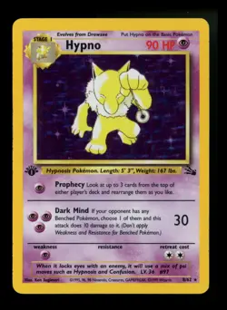 1st Edition Hypno 8/62 Fossil 1999 Holo Rare WOTC Pokemon Card TCG - Image 1