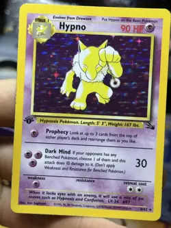 1st Edition Hypno 8/62 Fossil 1999 Holo Rare WOTC Pokemon Card TCG - Image 5