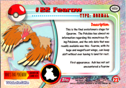 1999 Topps Pokemon #22 Fearow TV Animation Edition Series 1 Random Logo LP - Image 2