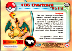 Topps Charizard #06 TV Animation Series 1 Blue Logo Pokemon LP - Image 2