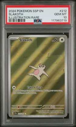 Pokemon TCG Slakoth Illustration Rare Surging Sparks 212/191 PSA 10 - Image 1