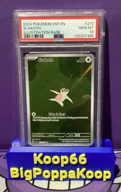 Slakoth 2024 Pokemon English SV08 Surgin Sparks Illustration Rare 212/191 PSA 10 - Image 1