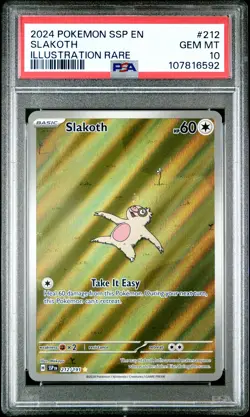 Slakoth Illustration Rare Pokemon Ssp En-Surging Sparks 212 PSA 10 - Image 1