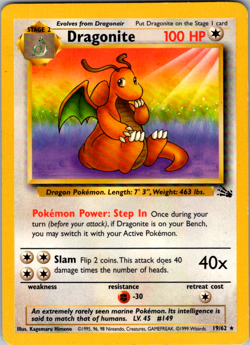 Dragonite 19/62 - Pokemon TCG Fossil Non-Holo Rare 1999 NM Vintage - Image 1