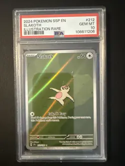 2024 Pokemon SV Surging Sparks SSP EN Slakoth #212/191 PSA 10 GEM MINT - Image 1