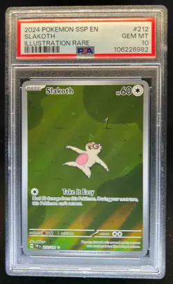 2024 Pokemon SV Surging Sparks SSP EN Slakoth #212/191 PSA 10 - Image 1
