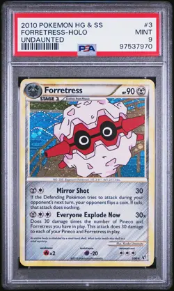 2010 POKEMON HEARTGOLD & SOULSILVER UNDAUNTED #3 FORRETRESS-HOLO PSA 9 - Image 1