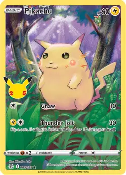 PIKACHU (FULL ART) 005/025 - 2021 25TH ANNIVERSARY CELEBRATIONS POKEMON - Image 1