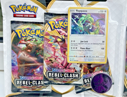 POKEMON TCG REBEL CLASH RAYQUAZA TRIPLE BLISTER BOOSTER PACK *FACTORY SEALED* - Image 4