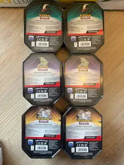 Lot Of 6 Pokemon TCG Triple Whammy Tins Factory Sealed - Image 2