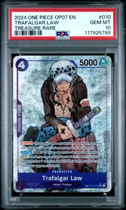 2024 ONE PIECE OP07-500 YEARS IN THE FUTURE TREASURE RARE TRAFALGAR LAW PSA 10 - Image 3