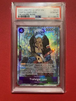 2024 ONE PIECE OP07-500 YEARS IN THE FUTURE TREASURE RARE TRAFALGAR LAW PSA 10 - Image 2
