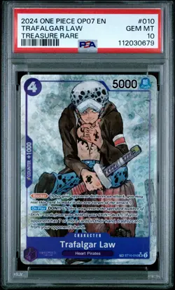 2024 ONE PIECE OP07-500 YEARS IN THE FUTURE TREASURE RARE TRAFALGAR LAW PSA 10 - Image 1